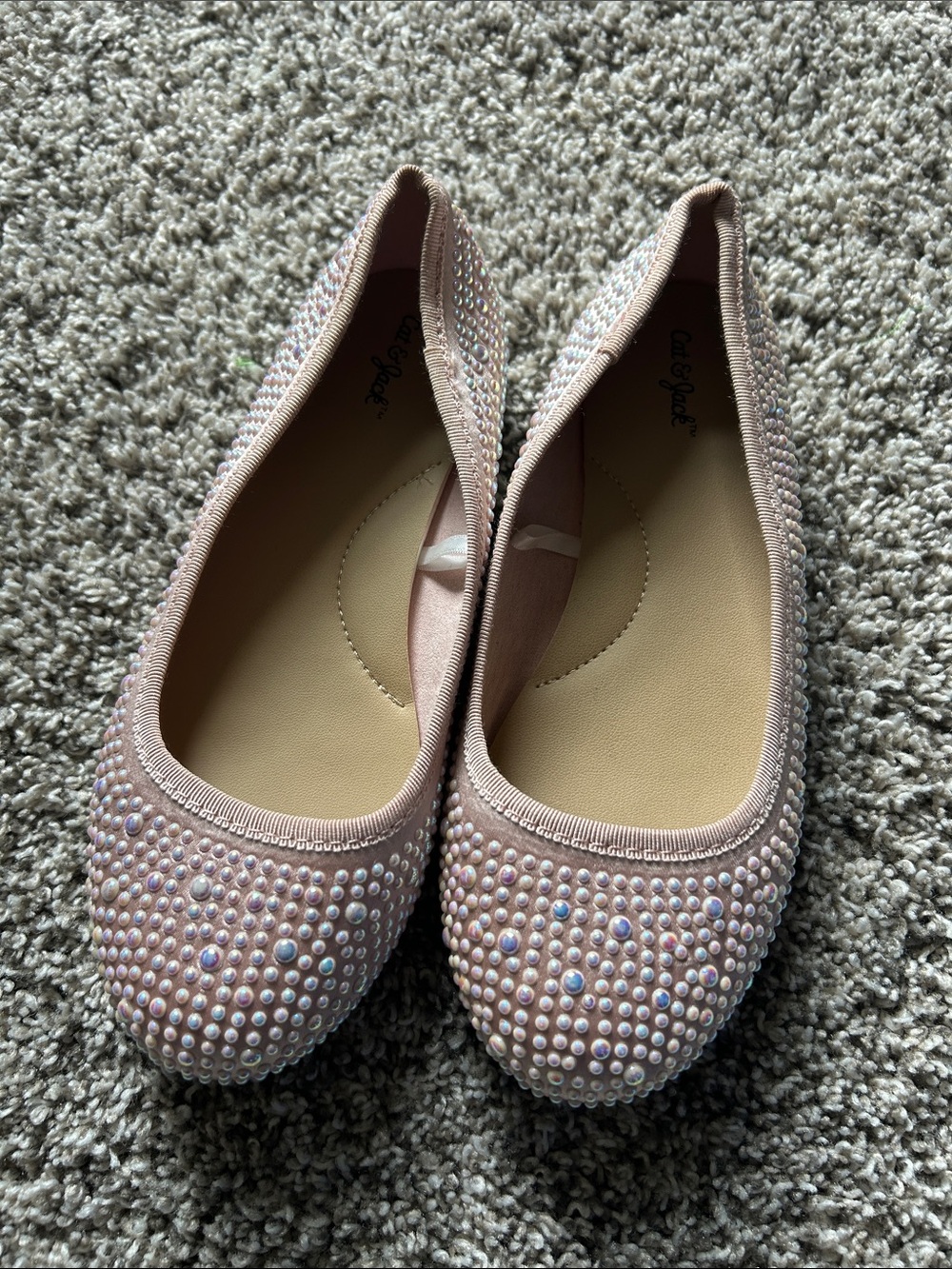 Cat & Jack Pink Pearl-Studded Ballet Flats for Kids